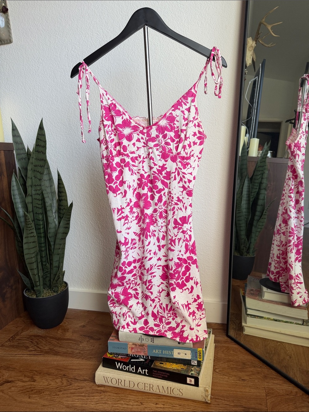 Tiki Palm Y2K Surf Style Hibiscus Flower Print Dress